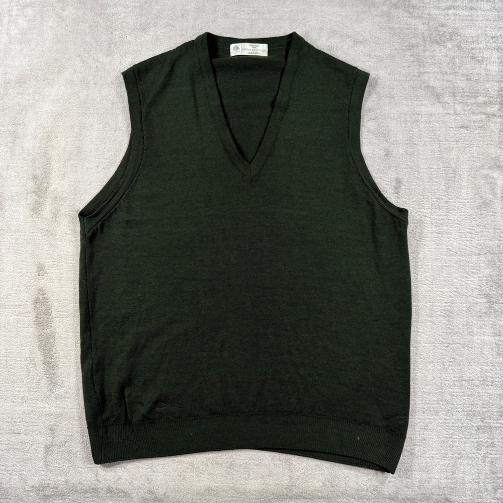 VTG St Michael from Marks & Spencer Sweater Mens Large Green Vest Lambswool Knit